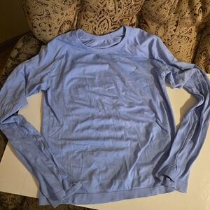 Light Blue Long Sleeve Top Activewear W/Thumbholes